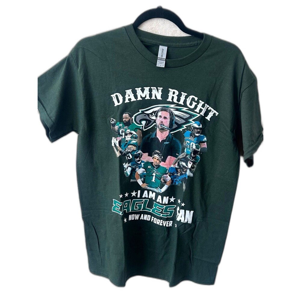 Gildan T-Shirt Men’s M Green Philadelphia Eagles Damn Right I Am An Eagles Fan